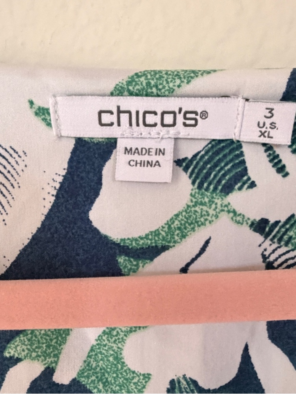 Chico’s Blue Green Floral Cotton Blouse XL Puff Sleeve Square Neck Stretch Top - Picture 3 of 9